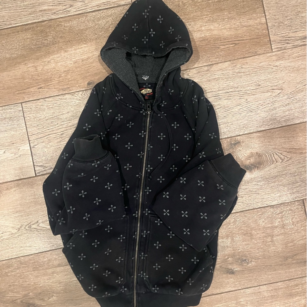 Vintage y2k zip up hoodie rare skull and cross bones